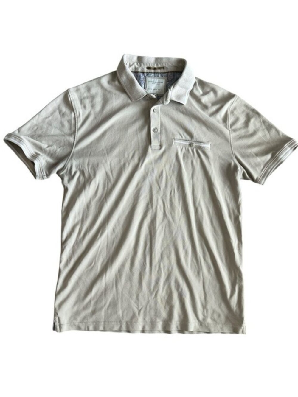 Denim & Flower Men's Polo Shirt in Light Beige Size Medium